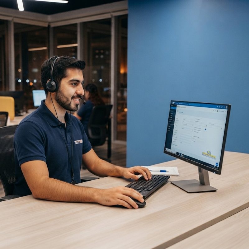 Enramex customer service agent at his desk